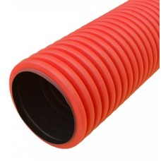 Труба гофрированная двустенная ПНД жесткая тип 450 (SN8) красная д160 5,7м (22,8м/уп) Промрукав (PR15.0212)