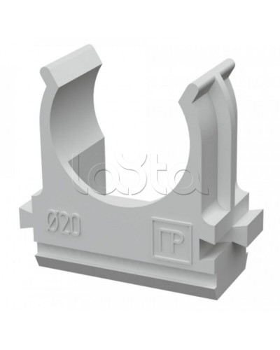 Крепёж-клипса для труб д20 безгалогенная (HF) атмосферостойкая серая (100шт/1500шт уп/кор) Промрукав (PR13.0345) в Чебоксарах Держатели, клипсы, скобы Pintop.ru