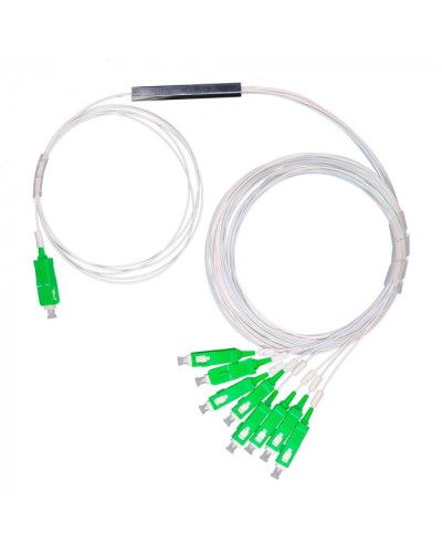 Разветвитель план 1х8 окон SC/APC 9/125 вывод 1,5м буфер 0.9мм 1260/1650 Cabeus (FCT-PLC-1/8-9-SC/A-1.5-0.9) в Чебоксарах Оптические разветвители (сплиттеры) Pintop.ru