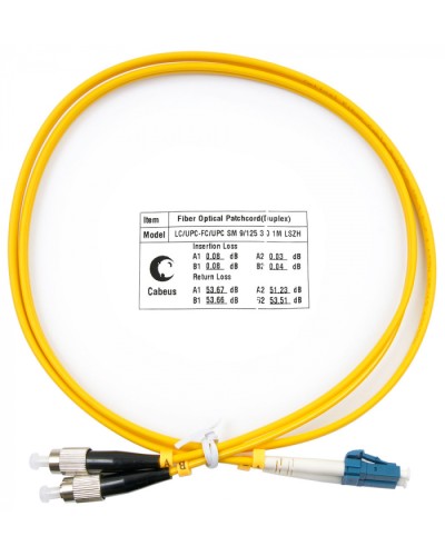 Шнур оптический duplex LC-FC 9/125 SM 1 м LSZH Cabeus FOP(d)-9-LC-FC-1M в Чебоксарах Патч-корды оптические Pintop.ru