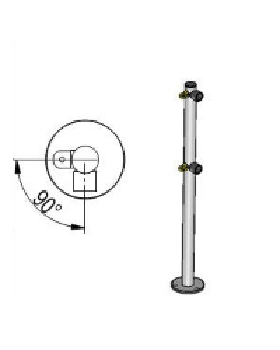 Стойка ограждения L-образная под поворотные створку и секцию 2 полупетли с крепежом, 2 муфты с крепежом справа Oxgard Стойка ограждения с 2-мя полупетлями L-образная права (ВЗР 1996.09.01) в Чебоксарах Ограждения Pintop.ru