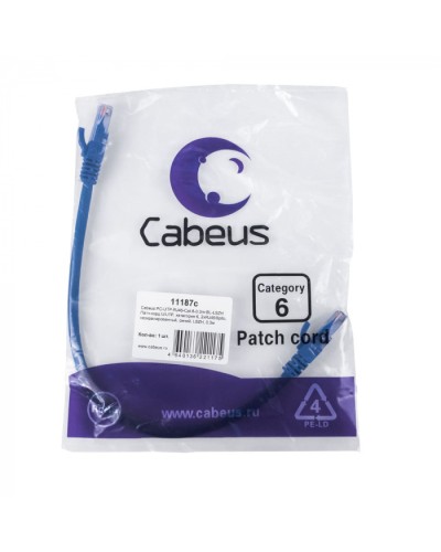Патч-корд U/UTP, кат. 6, 2xRJ45/8p8c, неэкран, синий, LSZH, 0.3м Cabeus (PC-UTP-RJ45-Cat.6-0.3m-BL-LSZH) в Чебоксарах Патчкорды (медные) Pintop.ru