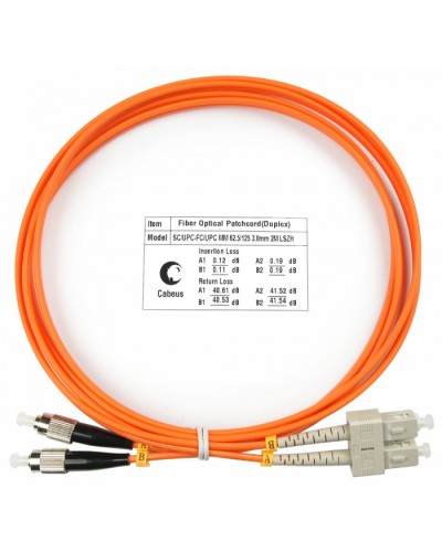 Шнур оптический duplex SC-FC 62,5/125 mm 1,5м LSZH Cabeus FOP-62-SC-FC-1,5m в Чебоксарах Патч-корды оптические Pintop.ru