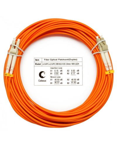 Шнур оптический duplex LC-LC 62,5/125 mm 20м LSZH Cabeus FOP-62-LC-LC-20m в Чебоксарах Патч-корды оптические Pintop.ru