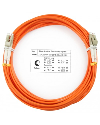Шнур оптический duplex LC-LC 62,5/125 mm 5м LSZH Cabeus FOP-62-LC-LC-5m в Чебоксарах Патч-корды оптические Pintop.ru