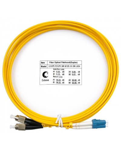 Шнур оптический duplex LC-FC 9/125 sm 3м LSZH Cabeus FOP(d)-9-LC-FC-3m в Чебоксарах Патч-корды оптические Pintop.ru