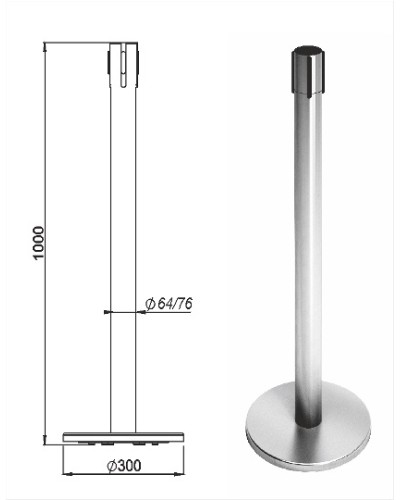 Стойка ограждения передвижная с ремнем Oxgard Стойка ограждения передвижная с ремнем (5 метров черный) (ВЗР2387.01) в Чебоксарах Ограждения Pintop.ru