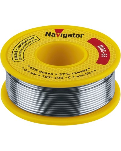 Припой Navigator 93 776 NEM-Pos05-63K-1-K50 (ПОС-63, катушка, 1 мм, 50 гр) в Чебоксарах Аксессуары для кабель-канала Pintop.ru