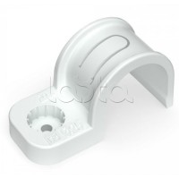 Крепеж-скоба пластиковая односторонняя для прямого монтажа белая в п/э д25 Промрукав (PR13.0378)