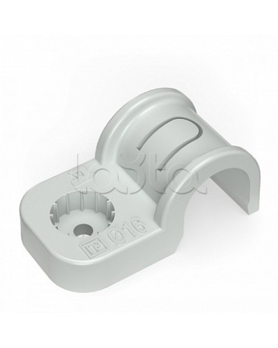 Крепеж-скоба пластиковая односторонняя для прямого монтажа атмосферостойкая серая в п/э d16 мм (10шт/700шт уп/кор) Промрукав (PR13.0397) в Чебоксарах Держатели, клипсы, скобы Pintop.ru